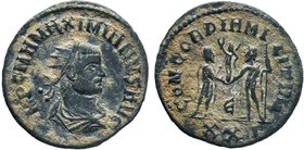 Maximianus Herculius (286-305 AD). AE Antoninianus 

Condition: Very Fine

Weight: 3.13 gr
Diameter: 23 mm