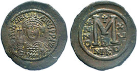 BYZANTINE.Justinian I. AE Follis, Nicomedia. 527-565 AD.

Condition: Very Fine

Weight: 21.95 gr
Diameter: 45 mm