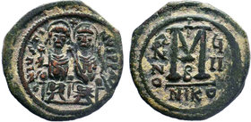 BYZANTINE.Justin II & Sophia AE Half Follis. Nicomedia mint. 565-578 AD

Condition: Very Fine

Weight: 18.50 gr
Diameter: 36 mm
