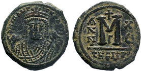 BYZANTINE.BYZANTINE.Maurice Tiberius, AE Follis. Antioch as Theopolis. 582-602 AD,

Condition: Very Fine

Weight: 12.73 gr
Diameter: 29 mm