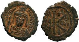 BYZANTINE.Maurice Tiberius, AE Half-Follis. Constantinople. 582-602 AD,

Condition: Very Fine

Weight: 11.39 gr
Diameter: 28 mm