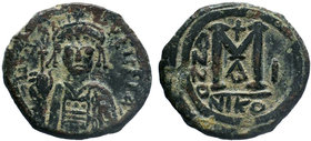 BYZANTINE.Maurice Tiberius, AE Follis. Nicomedia. 582-602 AD.

Condition: Very Fine

Weight: 5.62 gr
Diameter: 25 mm
