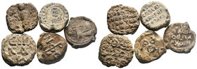 Lot of 5 x Byzantine lead seals c. 6th-9th century AD.

Condition: Very Fine

Weight:
Diameter: