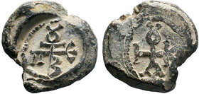 Petros, patrikios (?). Byzantine lead seal c. 6th century AD

Condition: Very Fine

Weight: 11.75 gr
Diameter: 21 mm