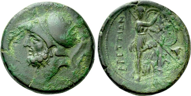 BRUTTIUM. The Brettii. Ae Double - Didrachm(Circa 211-208 BC). 

Obv: Helmeted...