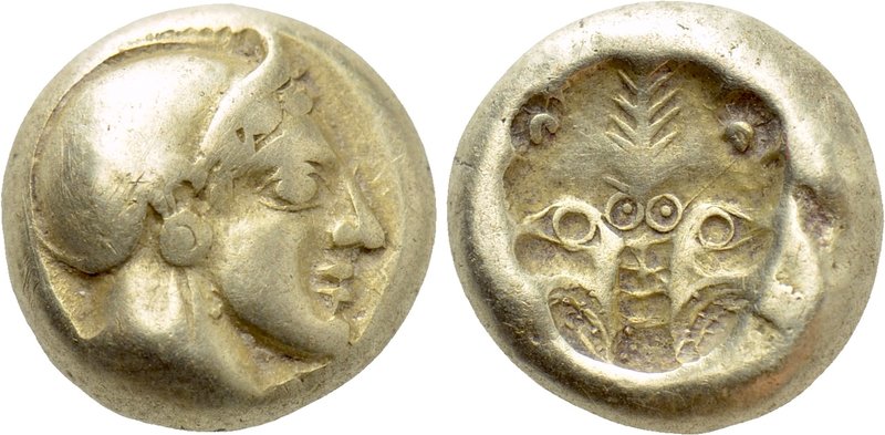 LESBOS. Mytilene. EL Hekte (Circa 478-455 BC). 

Obv: Helmeted head of Athena ...