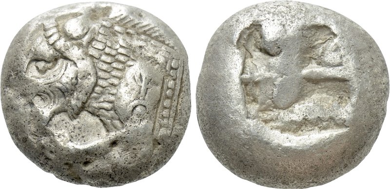 CARIA. Mylasa (?). Stater (Circa 520-490 BC).

Obv: Forepart of lion left.
Re...
