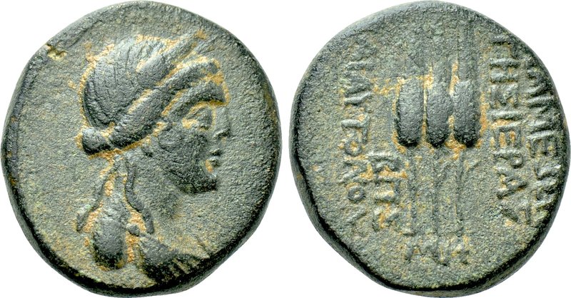 SELEUCIS AND PIERIA. Apamea. Ae. Dated RY 282 (31/30 BC). 

Obv: Bust of Demet...