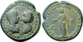 MOESIA INFERIOR. Marcianopolis. Elagabalus, with Julia Maesa (218-222). Pentassarion. Julius Antonius Seleucus, legatus consularis.