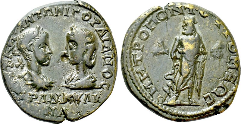 MOESIA INFERIOR. Tomis. Gordian III with Tranquillina (238-244). Ae Tetrassarion...