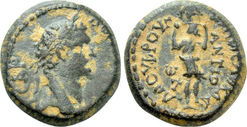 CARIA. Antioch ad Maeandrum. Domitian (81-96). Ae. Ti. Kl. Aglaos Frougi, epimel...