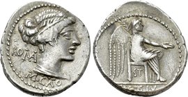 M. CATO. Denarius (89 BC). Rome.