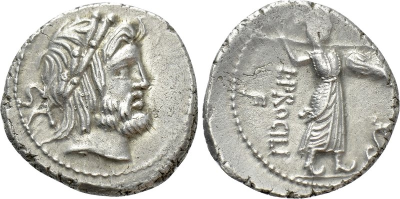 L. PROCILIUS. Denarius (80 BC). Rome. 

Obv: Laureate head of Jupiter right; S...