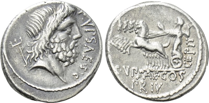 P. PLAUTIUS HYPSAEUS. Denarius (57 BC). Rome. 

Obv: P YPSAE S C. 
Head of Ne...