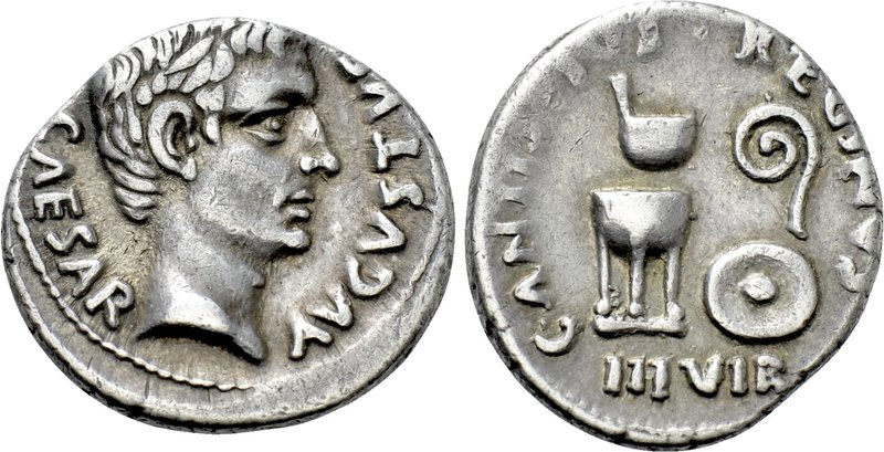 AUGUSTUS (27 BC-14 AD). Denarius. Rome. C. Antistius Reginus, moneyer.

Obv: C...