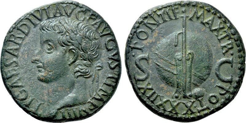 TIBERIUS (14-37). As. Rome.

Obv: TI CAESAR DIVI AVG F AVGVST IMP VIII.
Laure...