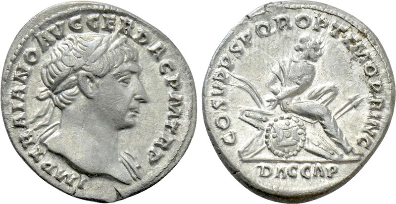 TRAJAN (98-117). Denarius. Rome.

Obv: IMP TRAIANO AVG GER DAC P M TR P.
Laur...