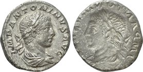 ELAGABALUS (218-222). Denarius. Rome. Obverse brockage.
