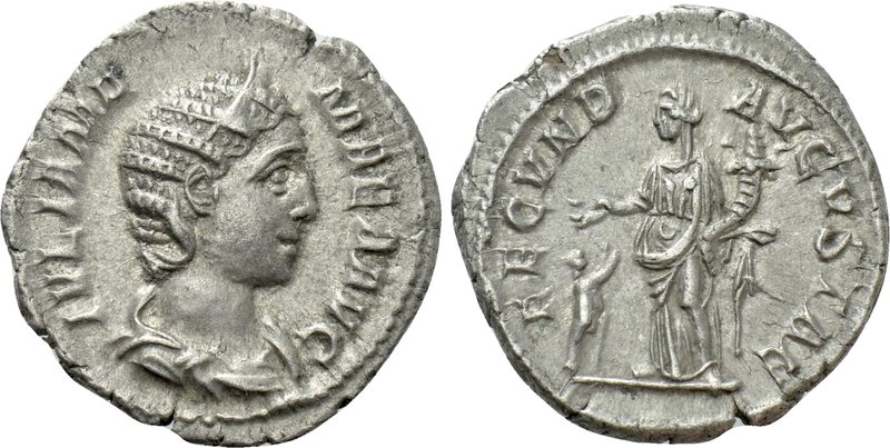 JULIA MAMAEA (Augusta, 222-235). Denarius. Rome. 

Obv: IVLIA MAMAEA AVG. 
Di...