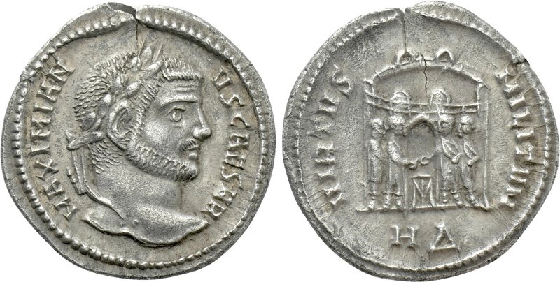 GALERIUS (293-305). Argenteus. Heraclea. 

Obv: MAXIMIANVS CAESAR. 
Laureate ...