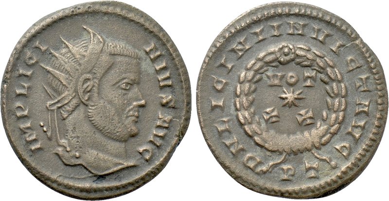 LICINIUS I (308-324). Follis. Ticinum. 

Obv: IMP LICINIVS AVG. 
Radiate head...