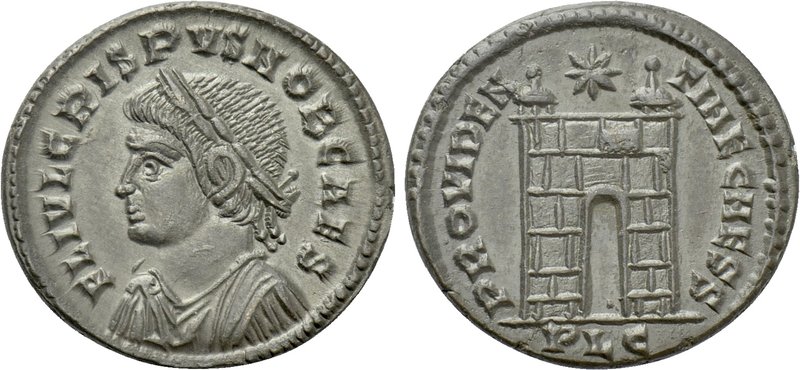 CRISPUS (Caesar, 316-326). Follis. Lugdunum. 

Obv: FL IVL CRISPVS NOB CAES. ...