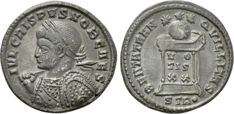 CRISPUS (Caesar, 316-326). Follis. Treveri. 

Obv: IVL CRISPVS NOB CAES. 
Lau...