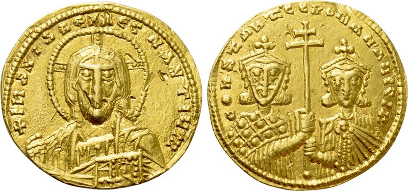 CONSTANTINE VII PORPHYROGENITUS with ROMANUS II (913-959). GOLD Solidus. Constan...