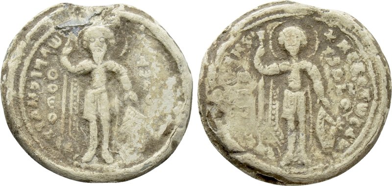 BYZANTINE SEALS. Uncertain. 

Obv: Standing St. Georgios with spear and shield...