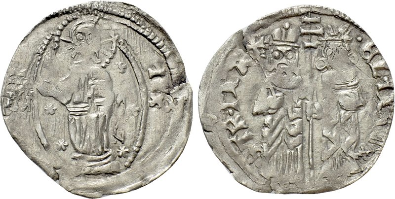 SERBIA. Stefan Uroš IV Dušan, with Elena (1331-1355). Dinar. 

Obv: Christ sta...