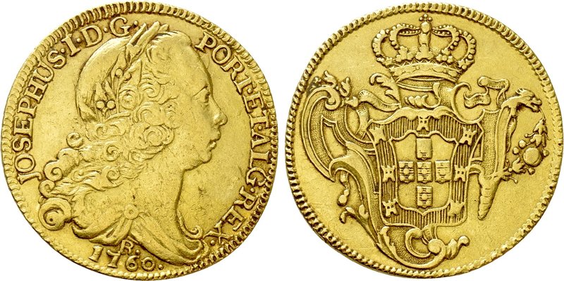 BRAZIL. Jose I (1750-1777). GOLD 6400 Reis (R 1760). Rio de Janeiro.

Obv: JOS...