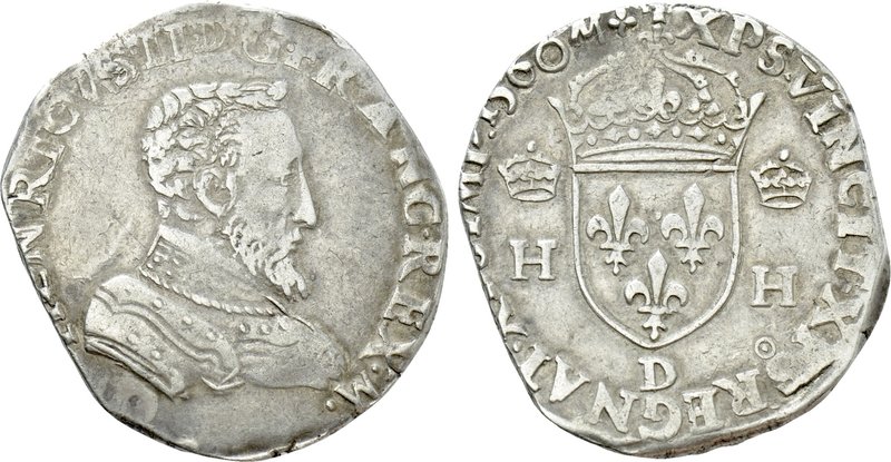 FRANCE. François I (1559-1560) in the Name of Henry II. Teston (1560 - D). Lyon....