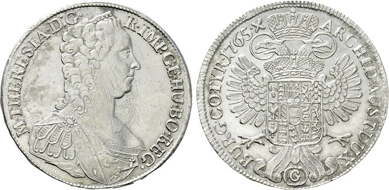 HOLY ROMAN EMPIRE. Maria Theresia (1740-1780). Reichstaler (1765 S-C). Günzburg....