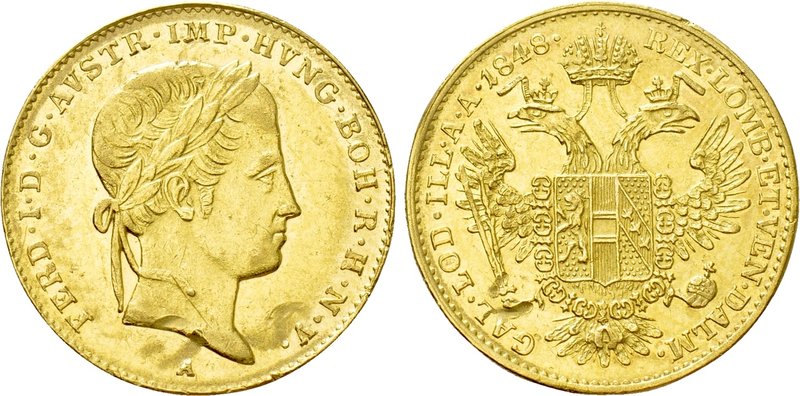 AUSTRIA. Ferdinand I (1835-1848). GOLD Ducat (1848-A). Wien (Vienna). 

Obv: F...