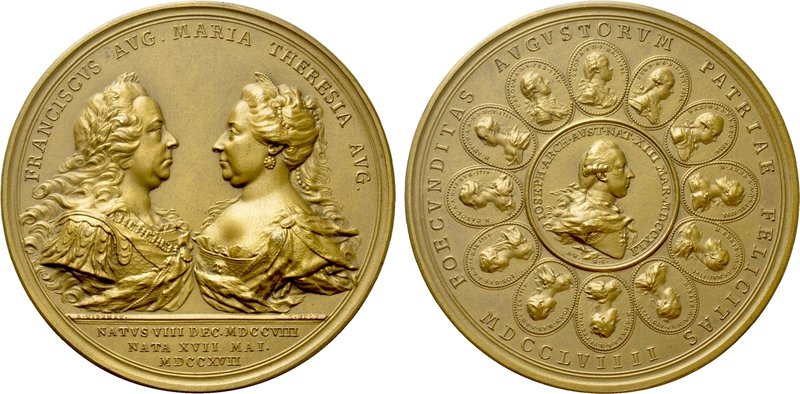 HOLY ROMAN EMPIRE. Francis I with Maria Theresia (1745-1765). Bronze Medal. 

...