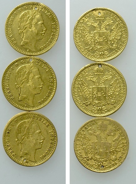 3 GOLD Ducats of Franz Joseph. 

Obv: .
Rev: .

. 

Condition: See pictur...