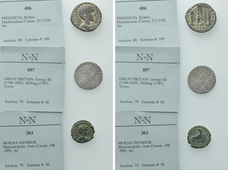 3 Coins; Roman Provincial and Modern. 

Obv: .
Rev: .

. 

Condition: See...