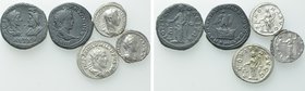 5 Roman Coins; Faustina Maior, Philippus Arabs etc.