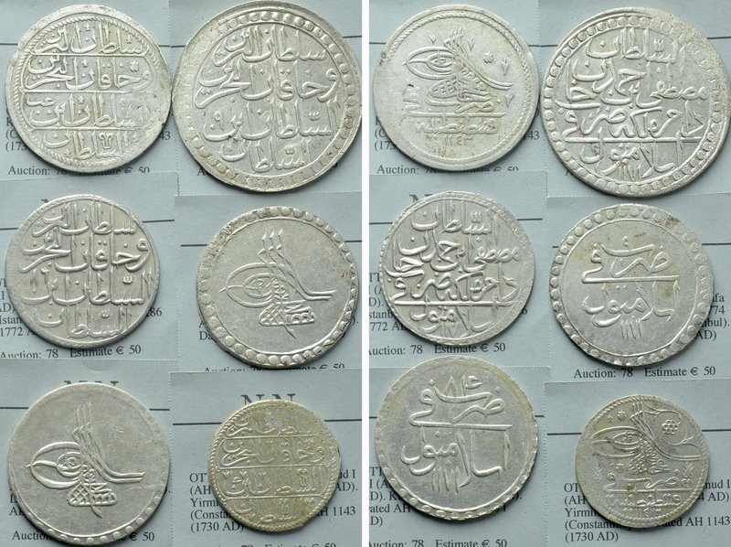 6 Coins of the Ottoman Empire. 

Obv: .
Rev: .

. 

Condition: See pictur...