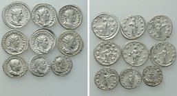 9 Roman Denarii and Antoniniani.
