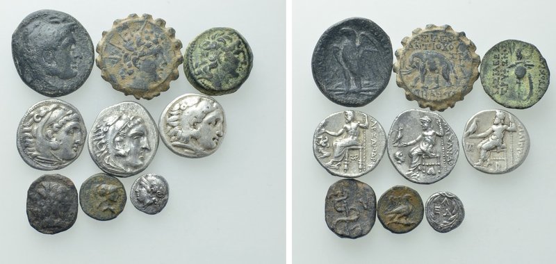 9 Greek Coins. 

Obv: .
Rev: .

. 

Condition: See picture.

Weight: g....