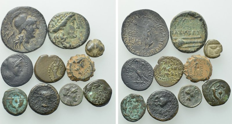 10 Greek Coins; Judaea, Lesbos etc. 

Obv: .
Rev: .

. 

Condition: See p...