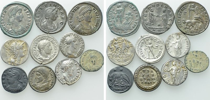 10 Roman Coins; Antoninus Pius, Nerva etc. 

Obv: .
Rev: .

. 

Condition...
