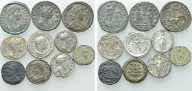 10 Roman Coins; Antoninus Pius, Nerva etc.