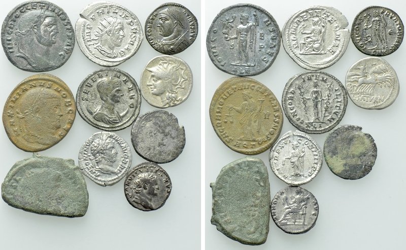 10 Roman Coins; Antoninus Pius, Nerva etc. 

Obv: .
Rev: .

. 

Condition...