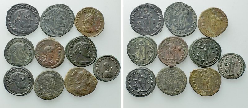 10 Roman Coins; Licinius, Honorius etc. 

Obv: .
Rev: .

. 

Condition: S...