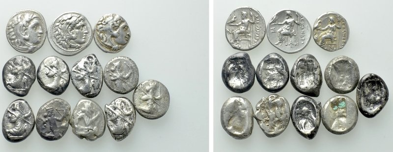 12 Greek Coins; Achaemenid Sigloi and Alexander the Great. 

Obv: .
Rev: .
...