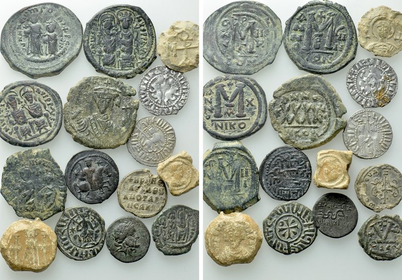 15 Byzantine and Medieval Coins and Seals; Including an Imperial Seal of Phocas....