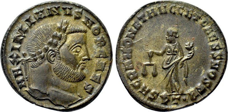 GALERIUS (Caesar, 293-305). Follis. Ticinum. 

Obv: MAXIMIANVS NOB CAES. 
Lau...
