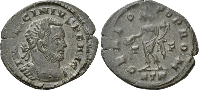 LICINIUS I (308-324). Follis. Treveri. 

Obv: IMP LICINIVS P F AVG. 
Laureate...
